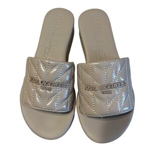 Karl Lagerfeld Women's Beige Quilted Sandals Size 7 1/2
